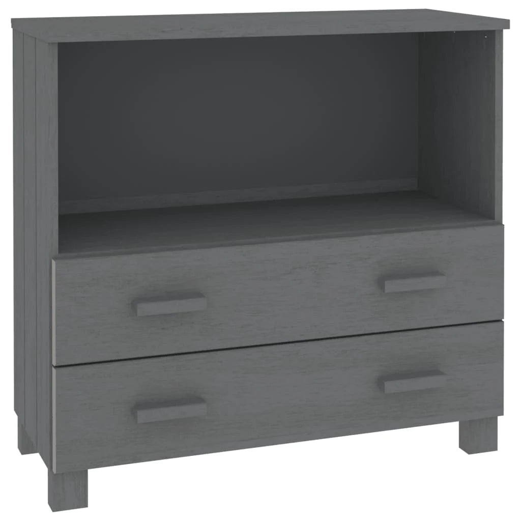 Buffet credenza cassettiera armadio mobile contenitore organizer cucina soggiorno scuro 85 x 35 x 80 cm legno massello di pino grigio 02_0032169