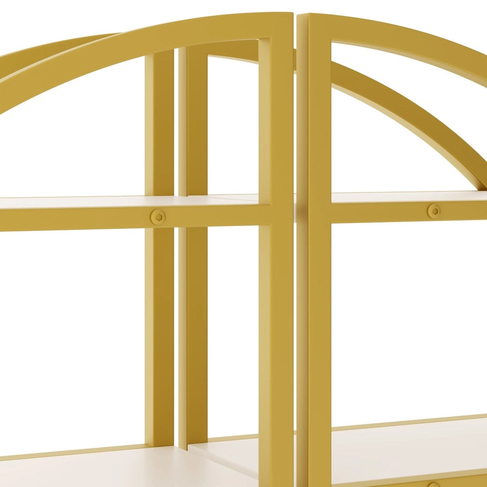Libreria ad Arco Modulare ¨C Xylo ¨C Metallo Dorato, Ripiani MDF Bianco, 120x30x130 cm