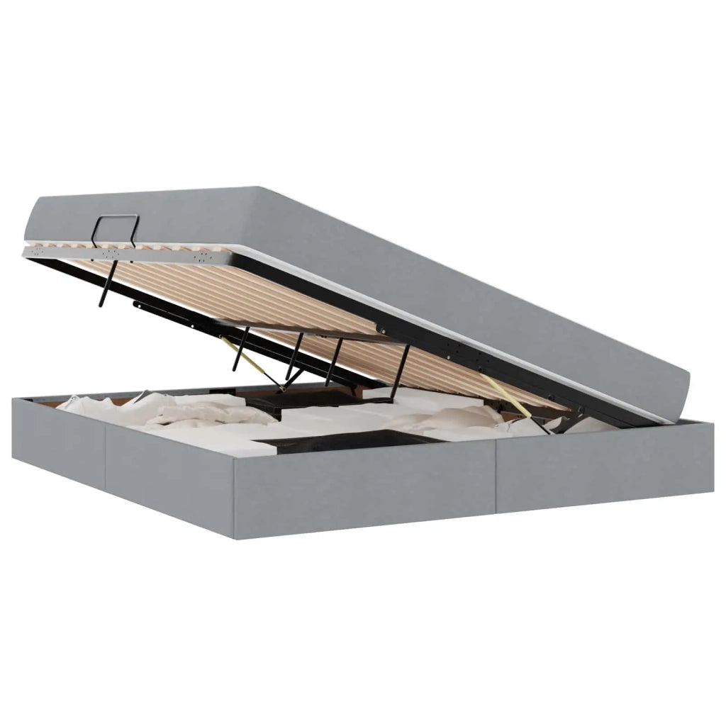 Letto con contenitore e materasso Grigio chiaro 160 x 200 cm