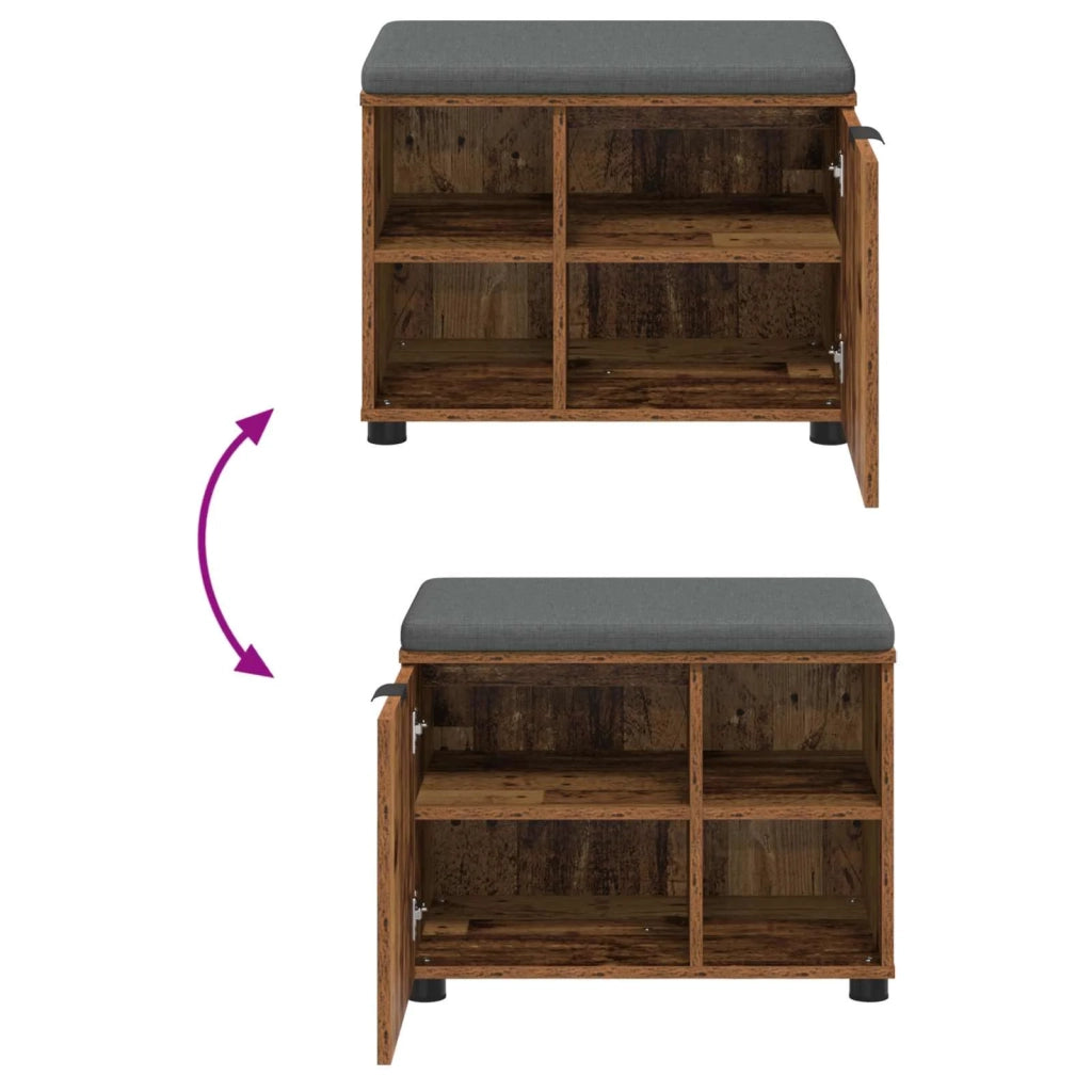 Panca per ingresso con cuscino Legno vecchio 60 x 38 x 46 cm