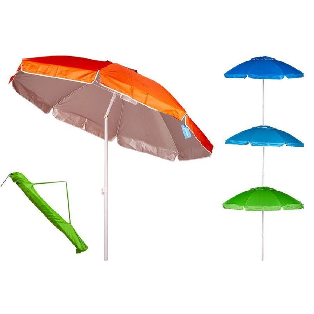 Trade Shop - Ombrellone Mare 200cm Con Snodo Palo Acciaio Con Sacca Colori Assortiti 4096259 -
