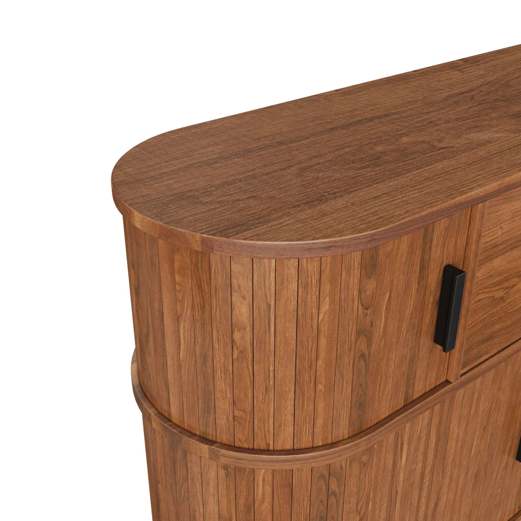 Sideboard a due livelli con ante scorrevoli e cassetto, finitura noce