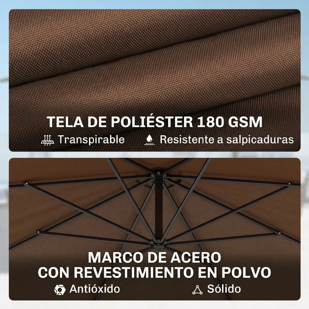 Parasole da Giardino ?295 cm Inclinabile ¨C zephmum ¨C Marrone, Acciaio