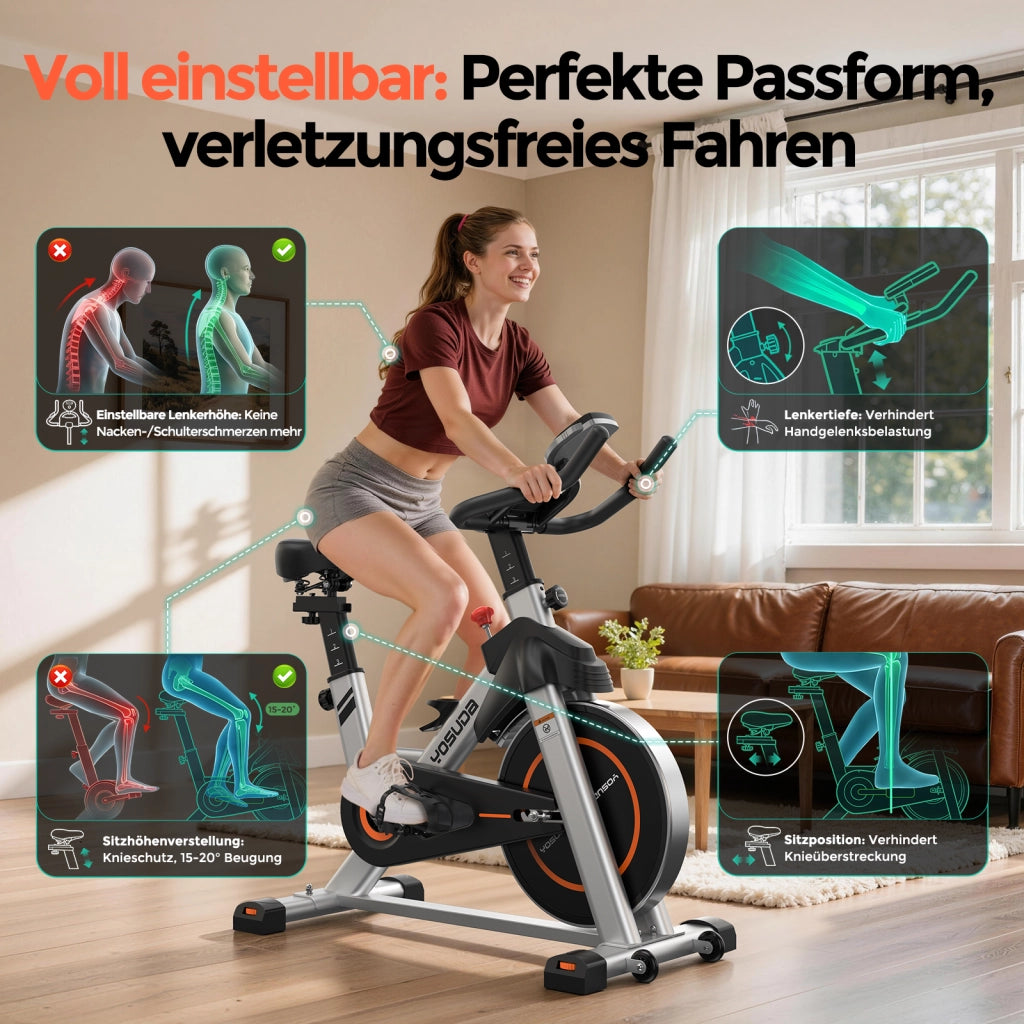 Bicicletta da spinning ¨C Minimal ¨C con monitor LCD e regolazione altezza