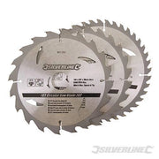 Silverline Lame per seghe circolari in TCT da 20 24 40 denti 3p.zi - 180 x 30 -  20, 16 mm