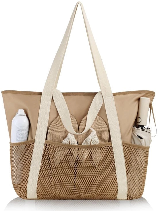Borsa da Spiaggia Impermeabile - Grande Borsa per la Spesa - Con Molte Tasche - Maniglie Ergonomiche - Resiste alle Scalfitture - Ideale per la Spiaggia e lo Sport