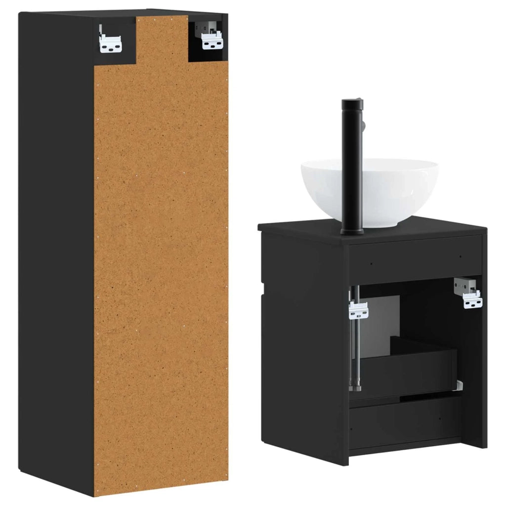 Set di mobili per il bagno 2 pz Nero 33 x 34,5 x 100 cm 3406134