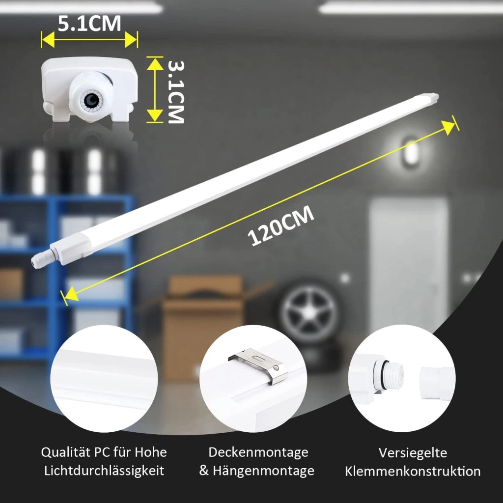 ZMH Lampada da soffitto impermeabile tubo fluorescente 120 cm
