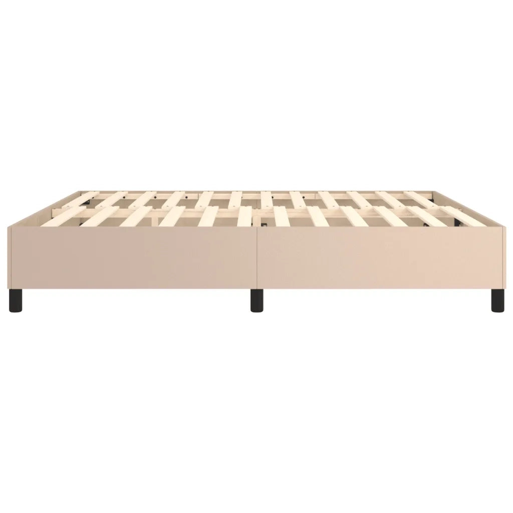 Struttura Letto a Rete a Molle-Giroletto Cappuccino 200x200 cm in Similpelle 107118