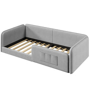 Letto Singolo 90x200 cm con Tasche laterali e Protezione perimetrale; in Lino; Grigio