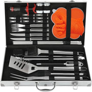 Set di barbecue in acciaio inossidabile di alta qualità 30 pezzi per camping outdoor - Set di griglia professionale e duraturo con custodia - Strumentazione BBQ perfetta per uomo e donna
