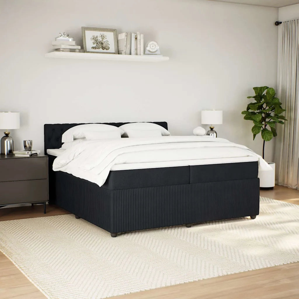 Giroletto a Molle con Materasso Nero 200x200 cm in Velluto 3290138