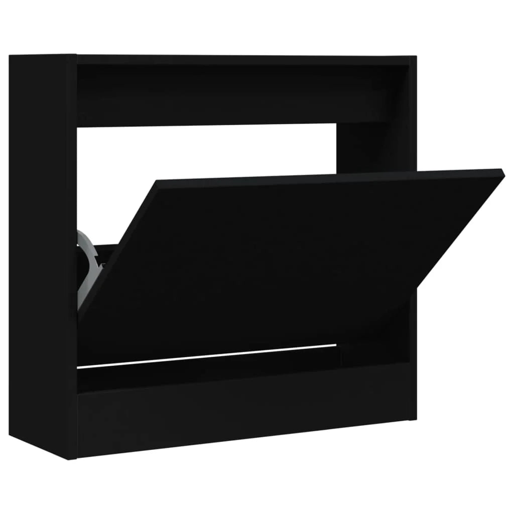 Scarpiera mobiletto portascarpe mobile per ingresso/corridoio/soggiorno 60 x 21 x 57 cm legno ingegnerizzato nero 02_0021990