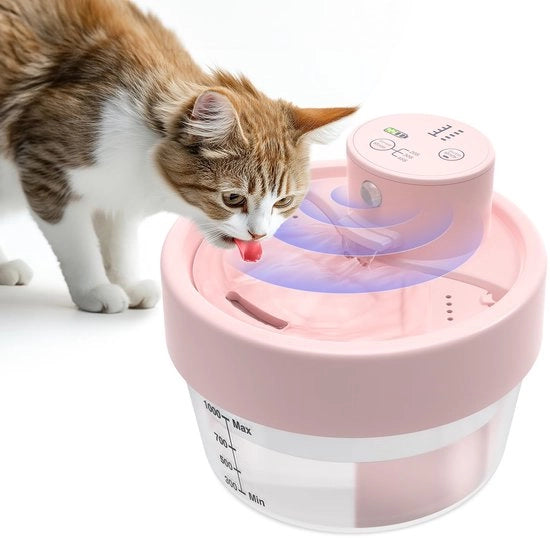 Fonte di acqua per gatti a batteria 2200 mAh con sensore di movimento, fonte di acqua per gatti e piccoli cani ultra silenziosa, 3 posizioni