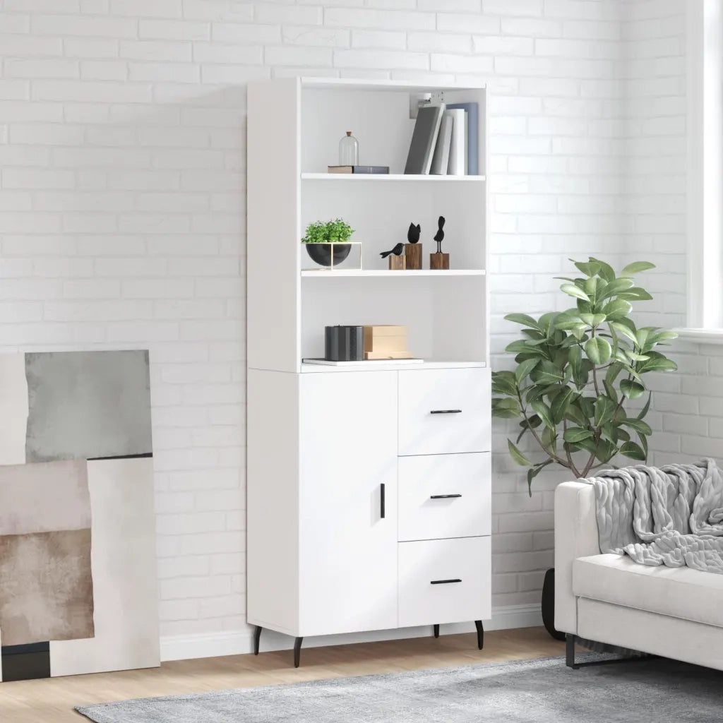 Credenza | Madia | Buffet da pranzo | Armadio da pranzo Bianca 69,5x34x180 cm in Legno Multistrato