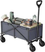 Carrello con Ruote, Carrello da Giardino Pieghevole, Manico Regolabile, 78x43x90cm, Capacità di carico: 80 kg, Ruote per Tutti i Terreni, per Esterni, Giardinaggio, Campeggio, Shopping, Grigio