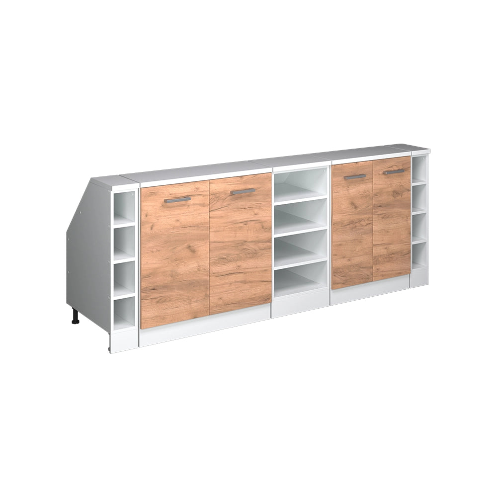 Mobile cucina sottotetto R-Line Rovere dorato/Bianco 210 cm Set di 5 carcasse armadio profondità 60 cm Vicco