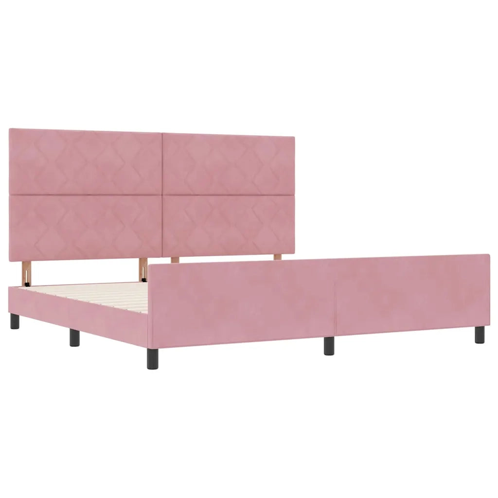 Letto a molle con testiera Rosa 200 x 200 cm Velluto 3345034