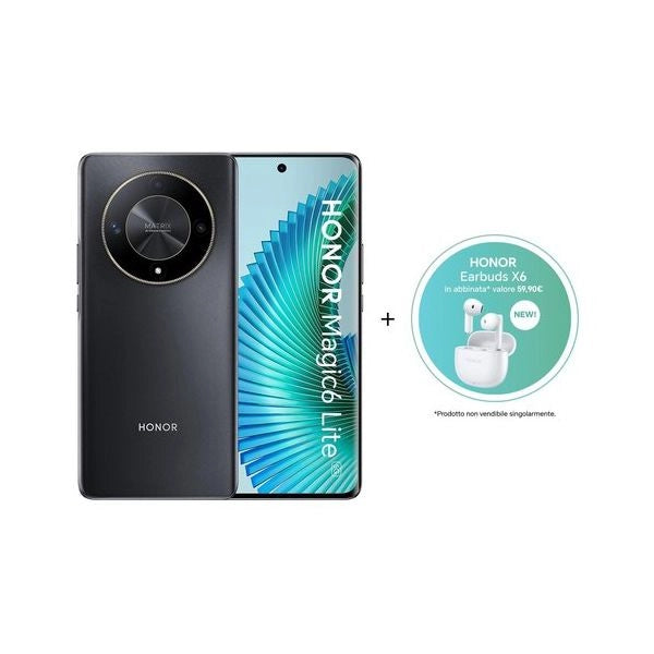 Honor magic6 lite 5g + earbuds x6 17,2 cm (6.78") doppia sim android 13 usb tipo-c 8 gb 512 gb 5300 mah nero - 8032976169179