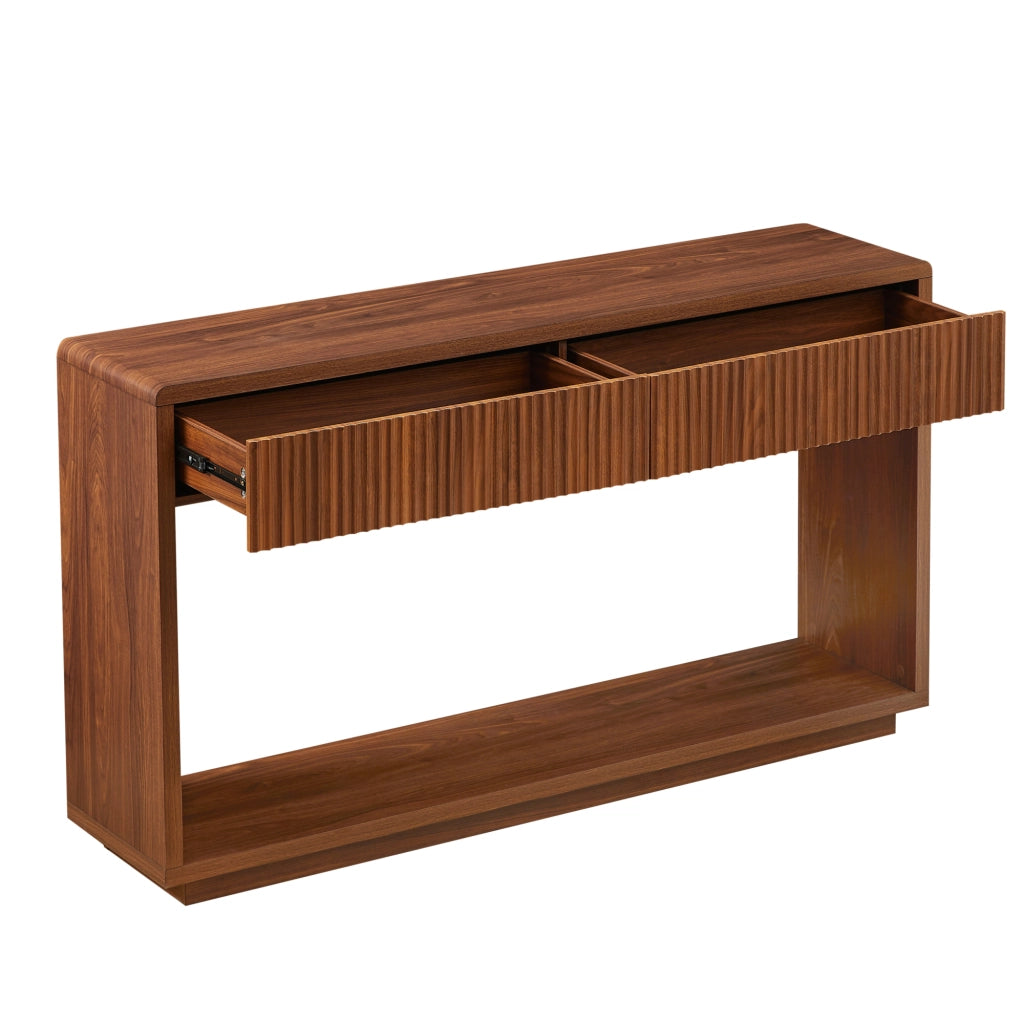 Consolle da ingresso 150x35x85 cm con 2 cassetti e ripiano aperto noce