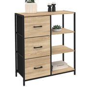IDMarket - UTAH Aparador de 3 cajones con estantes, diseño industrial, 70 cm