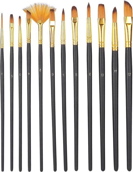 Set di pennelli per pittura - Set di pennelli per artisti - Pennelli in nylon per olio e aquarello - Attrezzature per pittori - Amanti della pittura