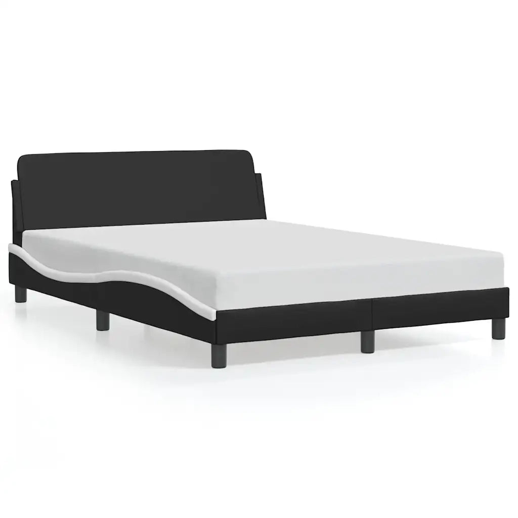 Letto matrimoniale | Letto per adulti | Giroletto Dover Nero e Bianco 140x200 cm in Similpelle