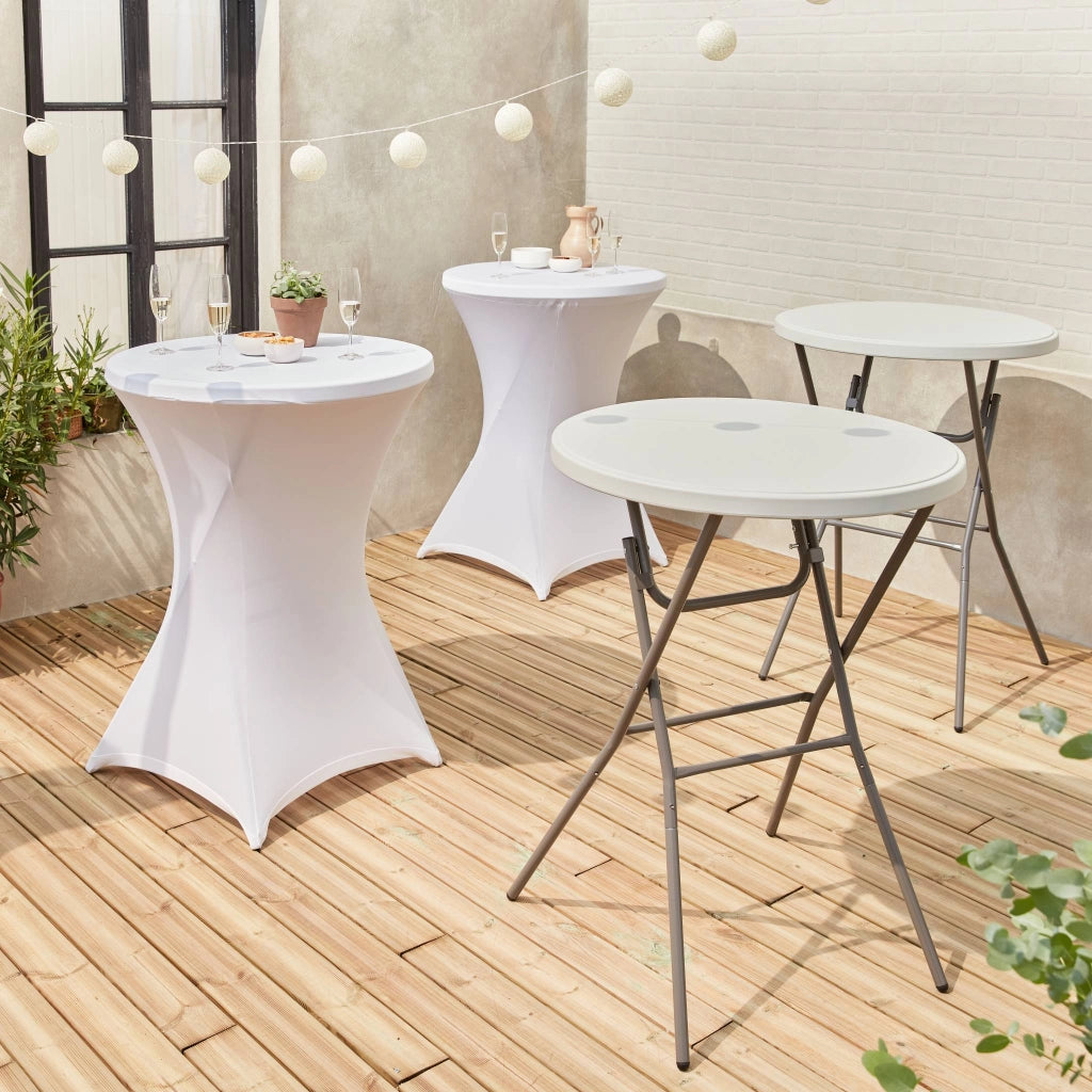Set di 2 tavoli pieghevole con copertura protettiva, bianco