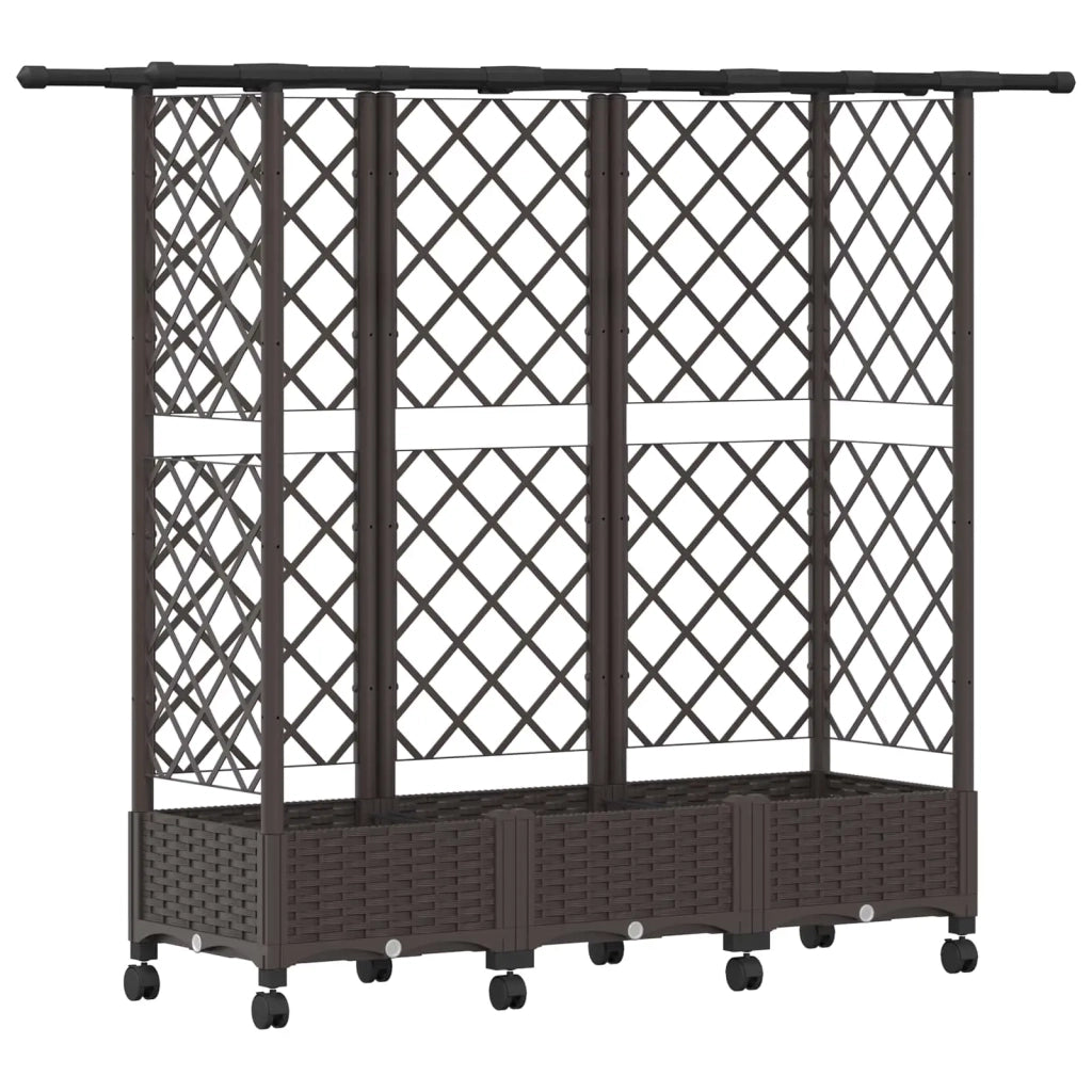 Letto Rialzato con Griglia e Tetto Marrone 164 x 40 x 127 cm PP 3423120