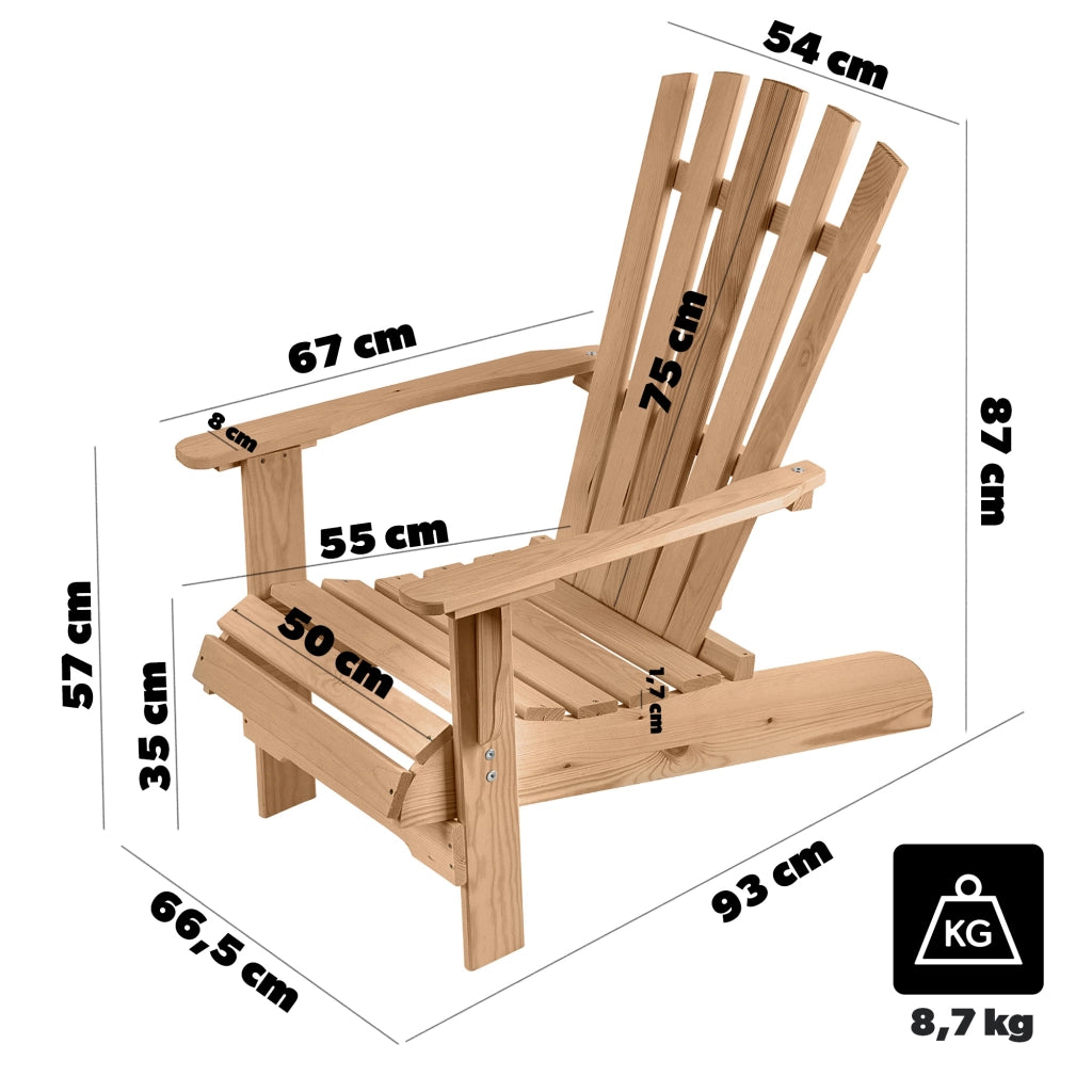 Sedia a sdraio in legno KADAX, sedia da giardino/spiaggia, comoda e robusta, ideale per il giardino.