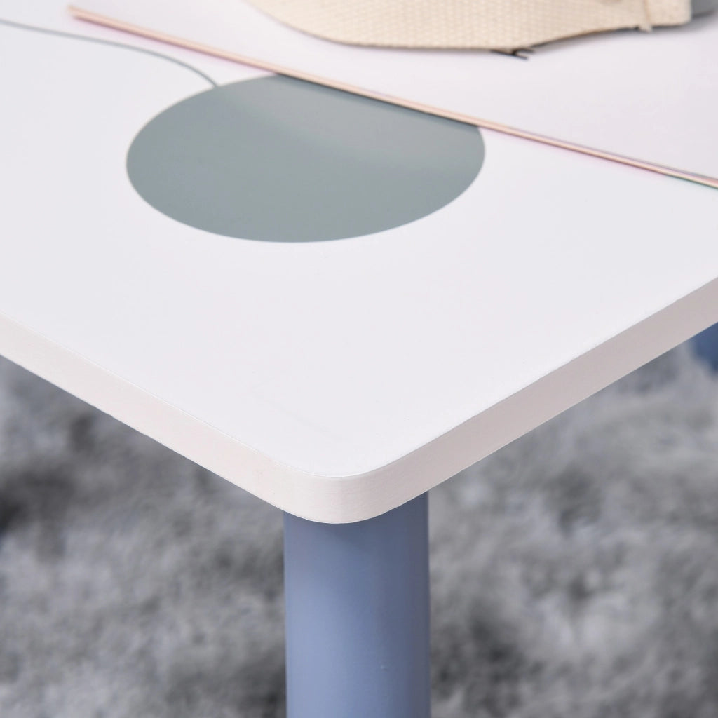 EasyComfort Tavolo con Sedie Bambini e Bambine 2-4 Anni in Legno Azzurro e Bianco