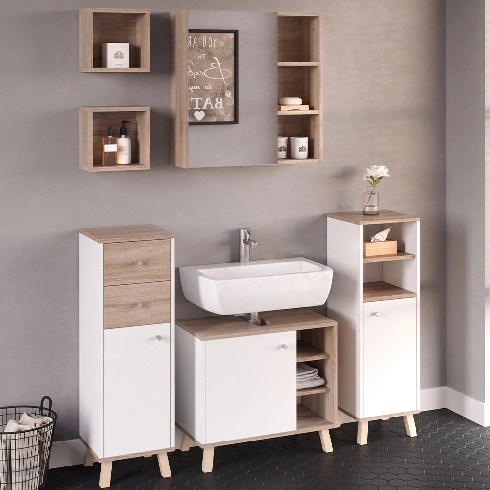 Vicco Set mobili bagno Bianco 5 parti, con ripiani
