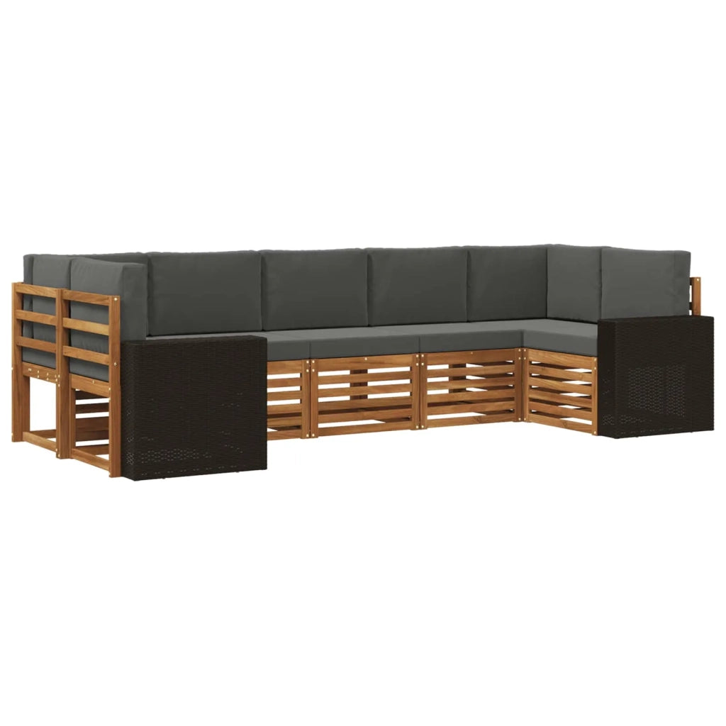 Set di divani da esterno 7 pz Naturale e Antracite Poliestere 3384813