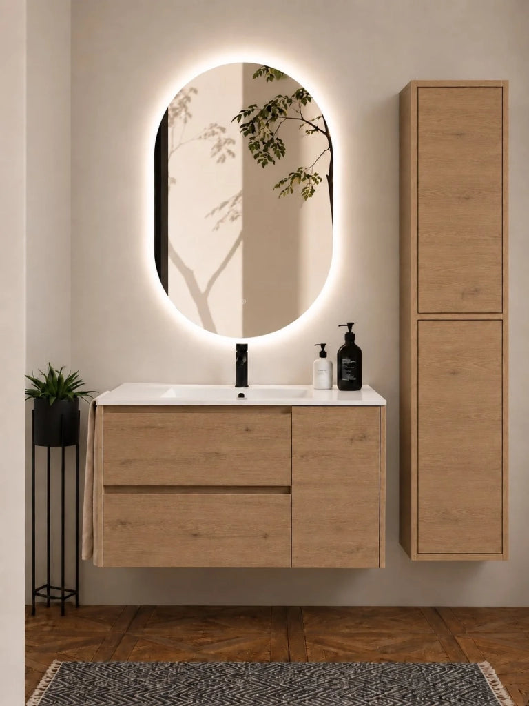 Mobile bagno con lavabo ORIGENBATH ITACA senza specchio 80x45 cm estepa con colonna