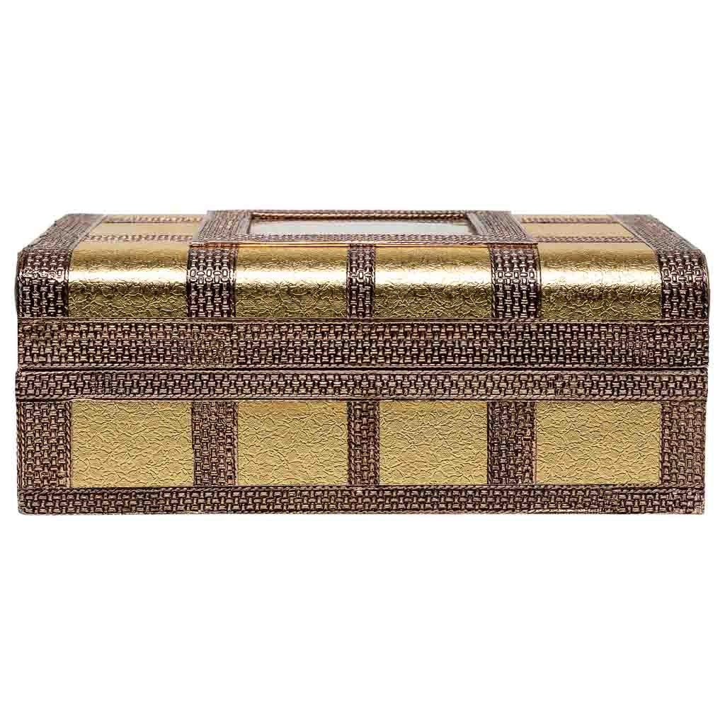 Portagioie in metallo dorato sbalzato 27,5x20x7,5h