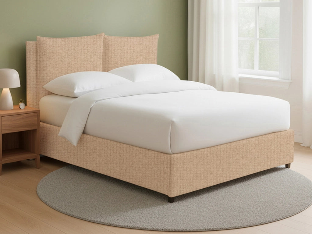 Liskeard, Letto Matrimoniale Sfoderabile Made in Italy, Beige