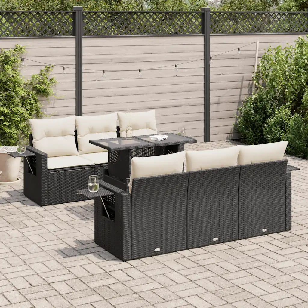 Set Divani da Giardino con Cuscini 7pz Nero Polyrattan 3326417