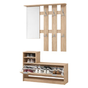 Tonengo, Mobile da Ingresso Specchio Incluso, 100x29x191.5h cm Marrone Rovere