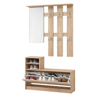 Tonengo, Mobile da Ingresso Specchio Incluso, 100x29x191.5h cm Marrone Rovere