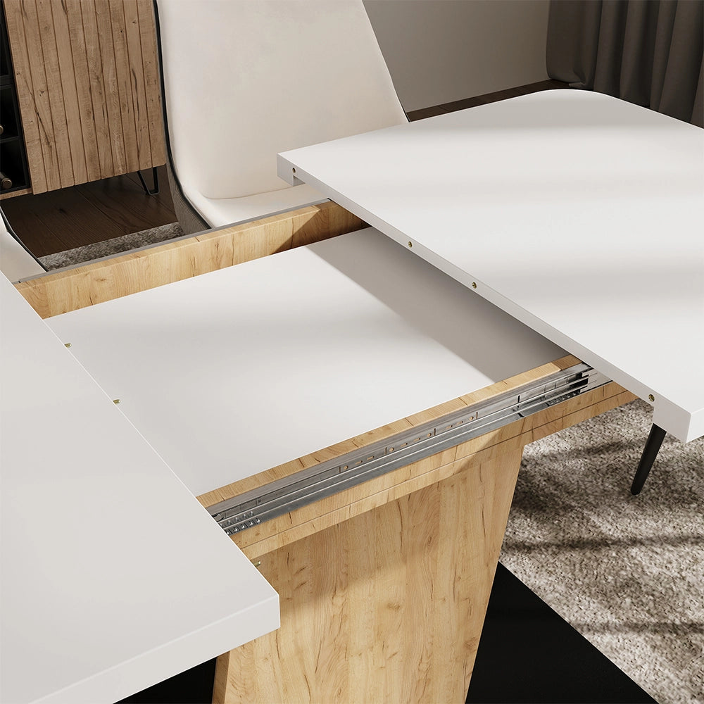 Vicco Tavolo da pranzo Estensibile Rovere bianco/nero/Goldkraft 120/160 x 80 cm Estensibile