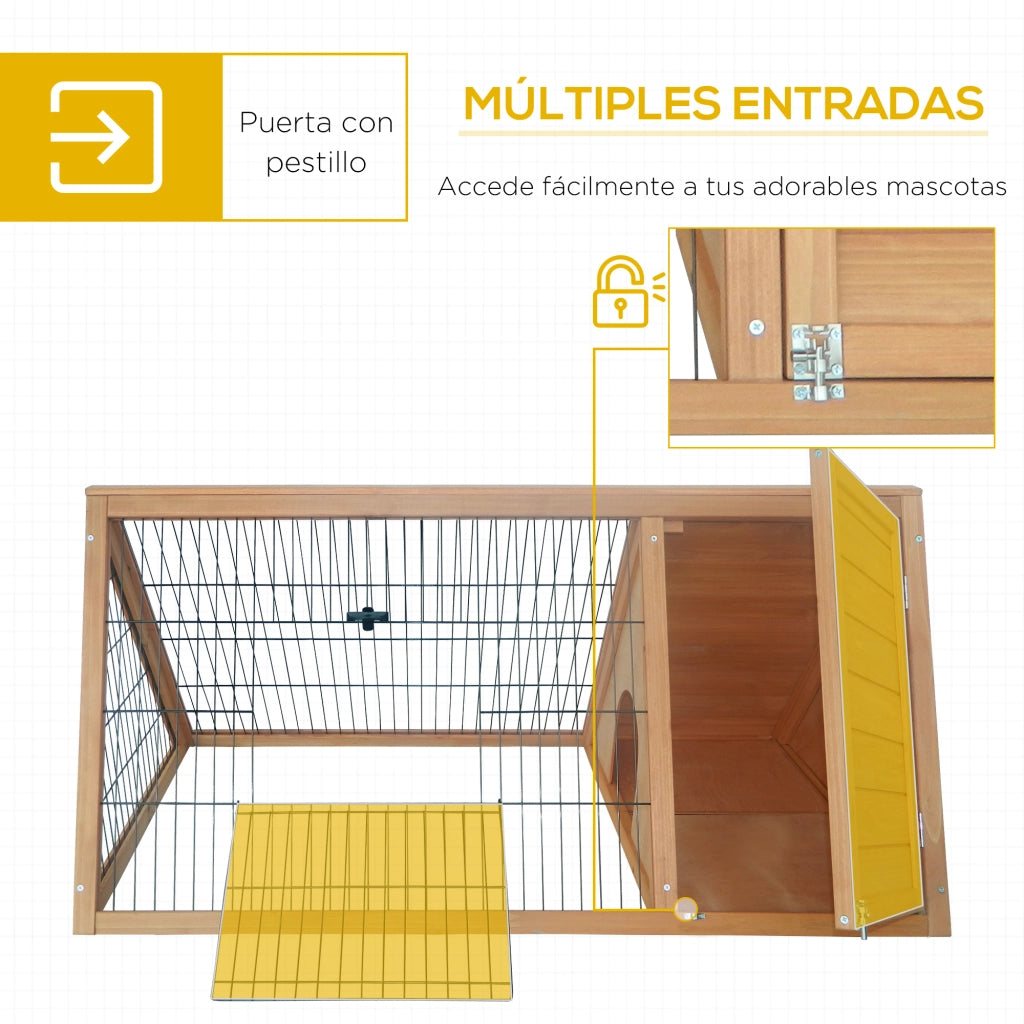 Gabbia Conigli Legno Metallo Forma Triangolare ¨C zephmum ¨C 116x62,2x52,5 cm