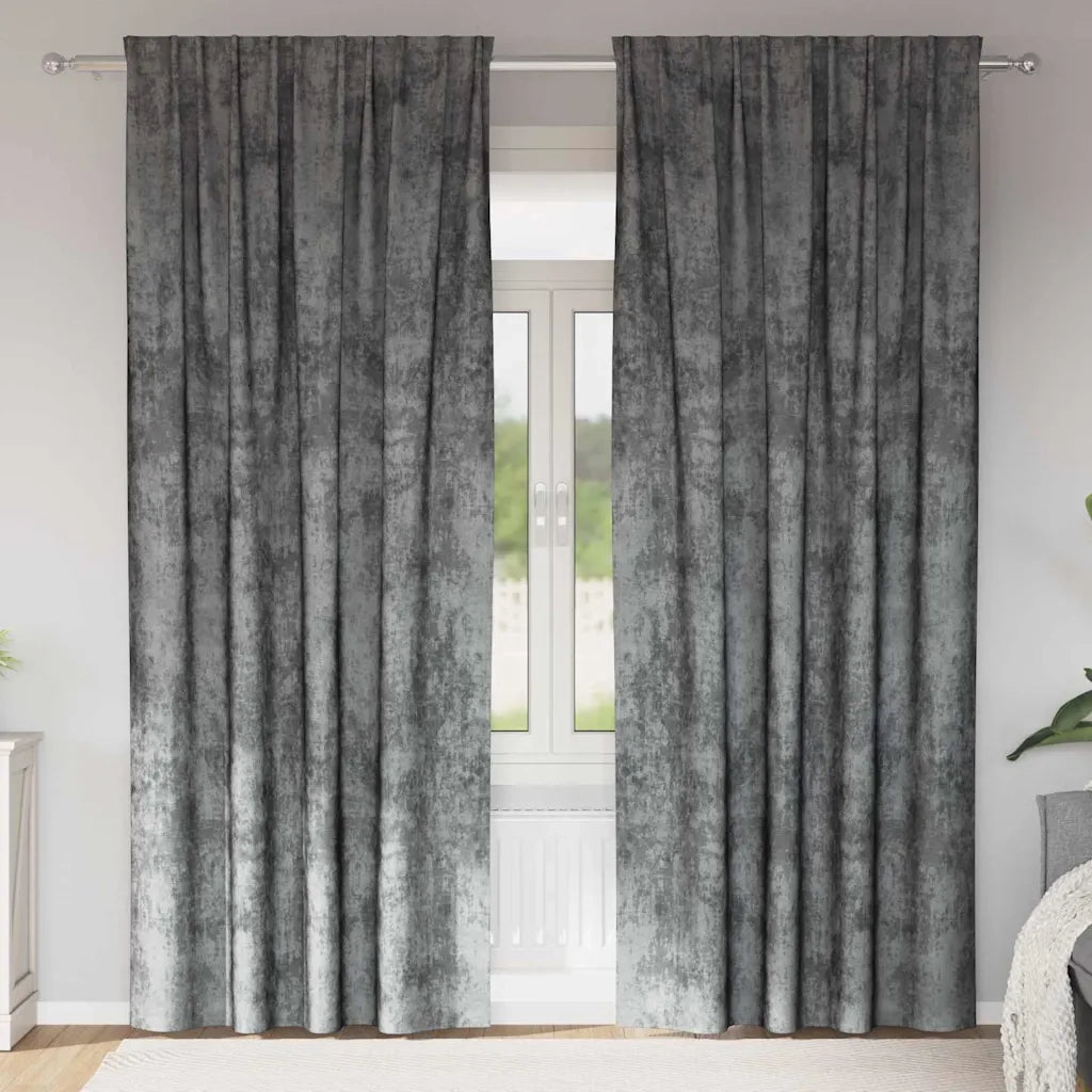 Tende in Velluto con tende 2 pcs Grigio 245 x 140 cm Velluto 4107691