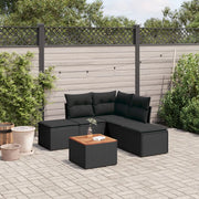 Set Divano da Giardino 6 pz con Cuscini Nero in Polyrattan