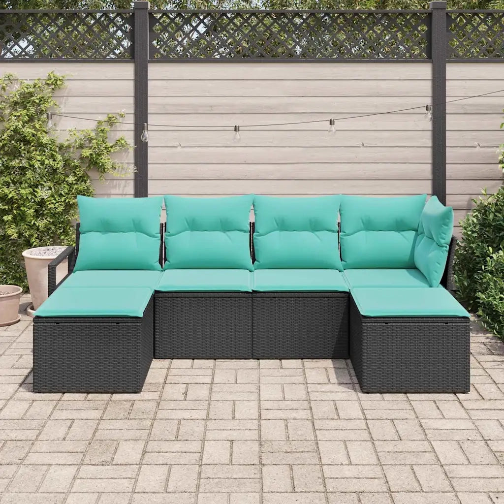 Set di divani 6 pcs Nero polyrattan