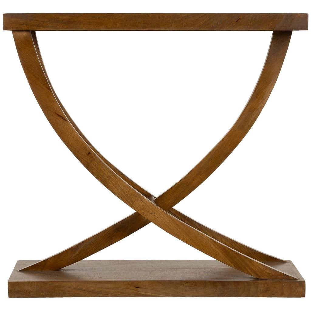 Mobile da ingresso in legno marrone fatto a mano 90x30x84h cm