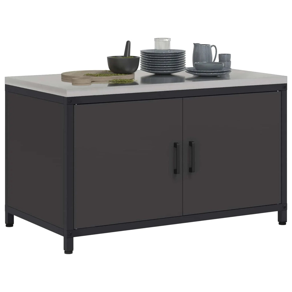 Stoccaggio in cucina con porta Nero 90 x 50 x 53 cm Acciaio 874996