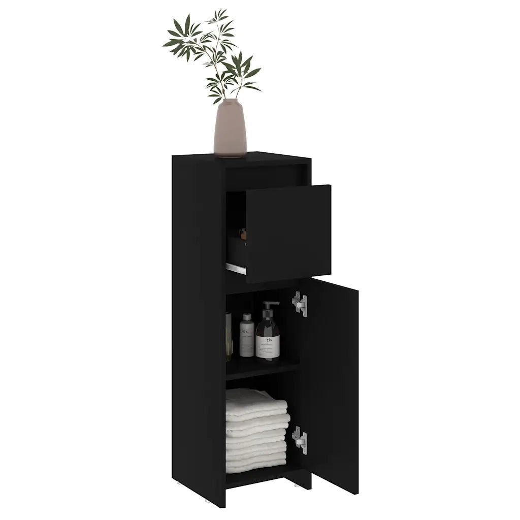 Armadio da Bagno Nero 30x30x95 cm in Truciolato cod mxl 31373