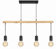 Lampada sospesa Candellux Izzy 4xE27 nero legno 81cm