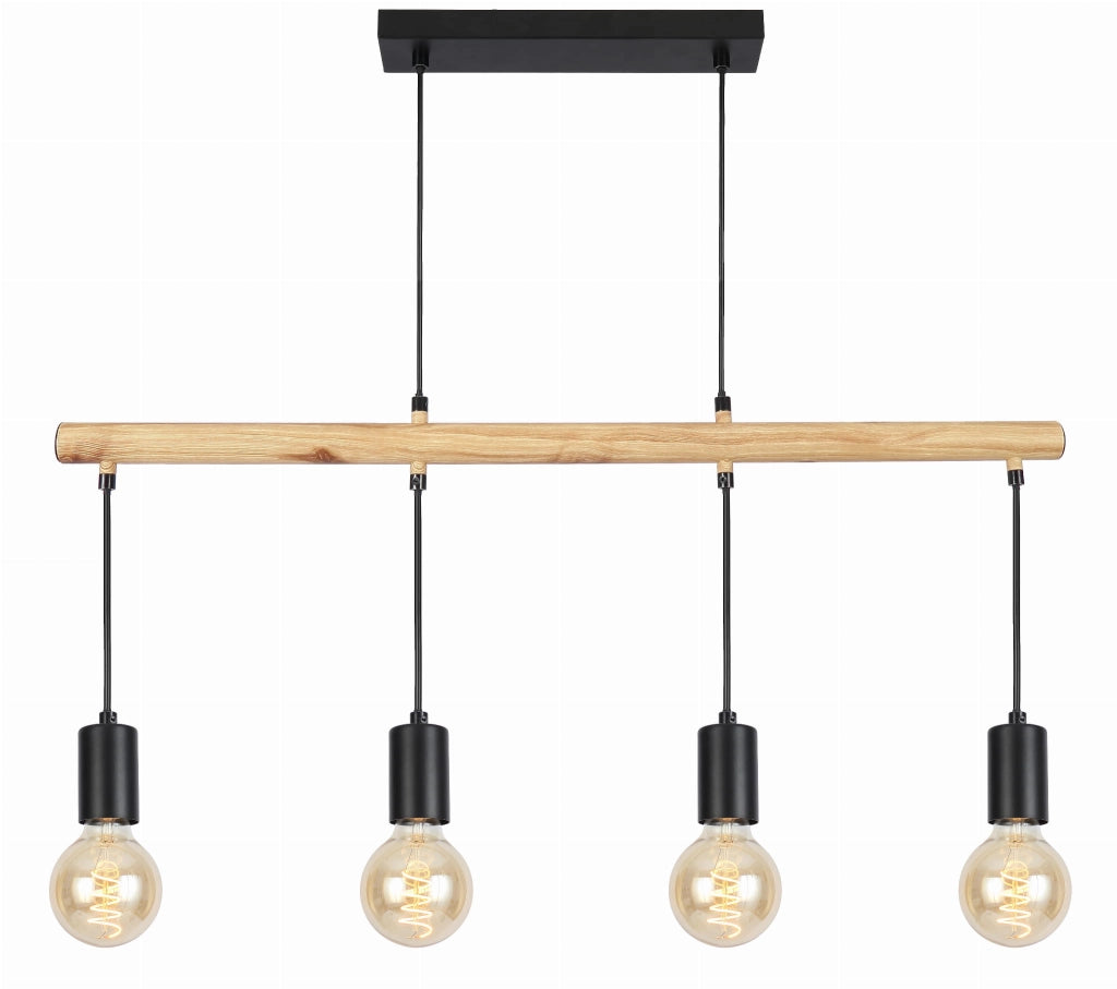 Lampada sospesa Candellux Izzy 4xE27 nero legno 81cm