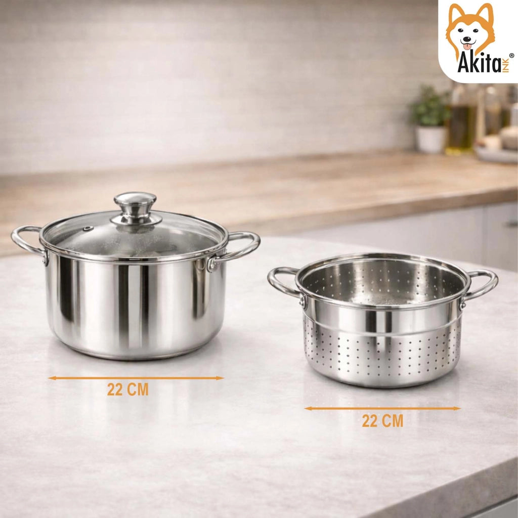 Akitaink Bollipasta Inox 22 cm Cestello Coperchio